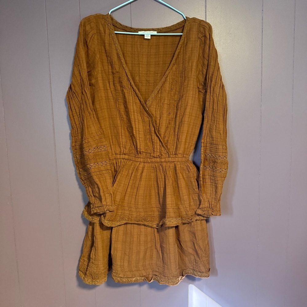 American Eagle Outfitters Rust Brown Long Sleeve Dress